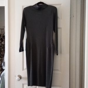 grey Vintage dress says L but is fits like S. Sequin on neck and sleeve.